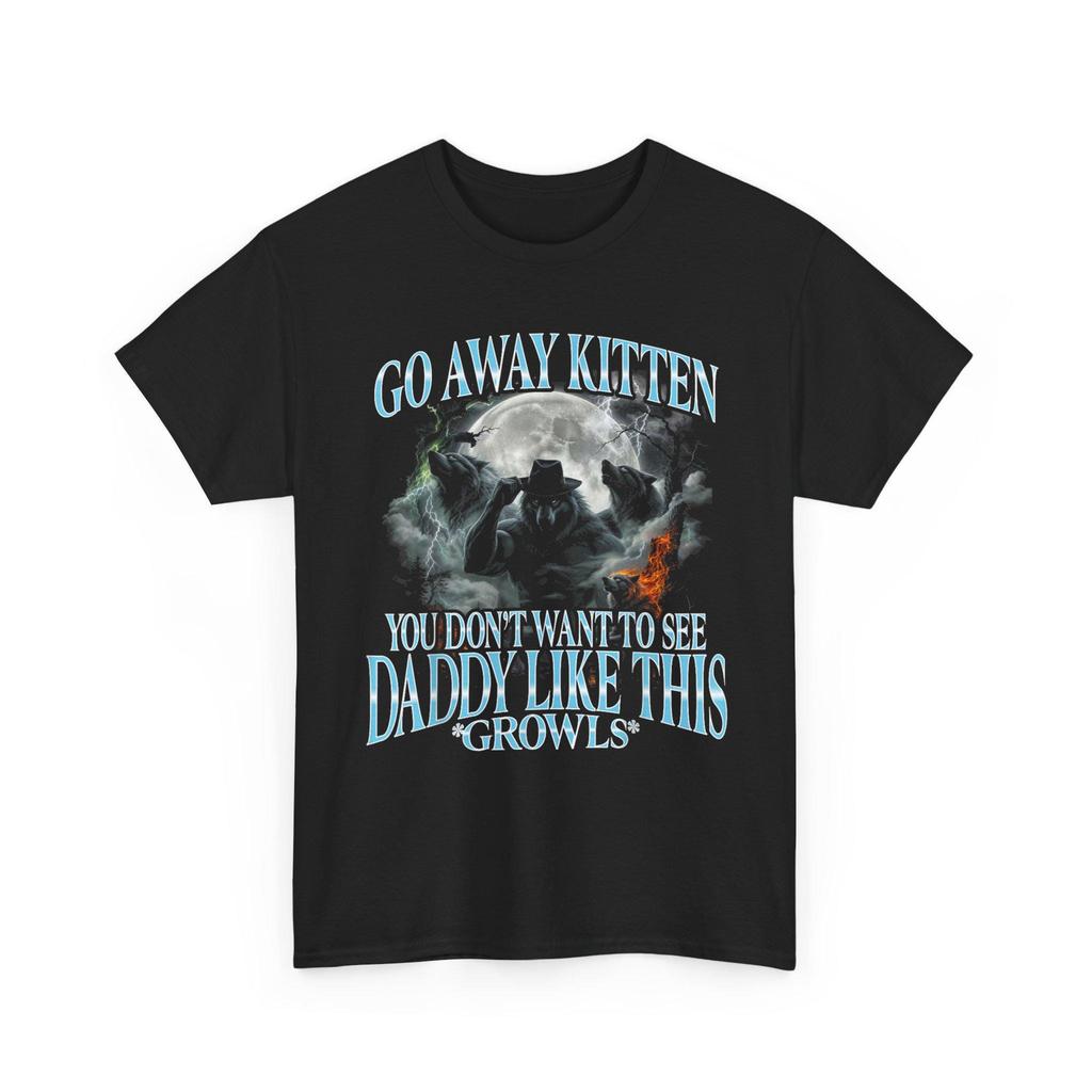 Va-t'en Chaton Drôle Loup Sigma T-shirt Bootleg Papa Meme T-shirt Graphique