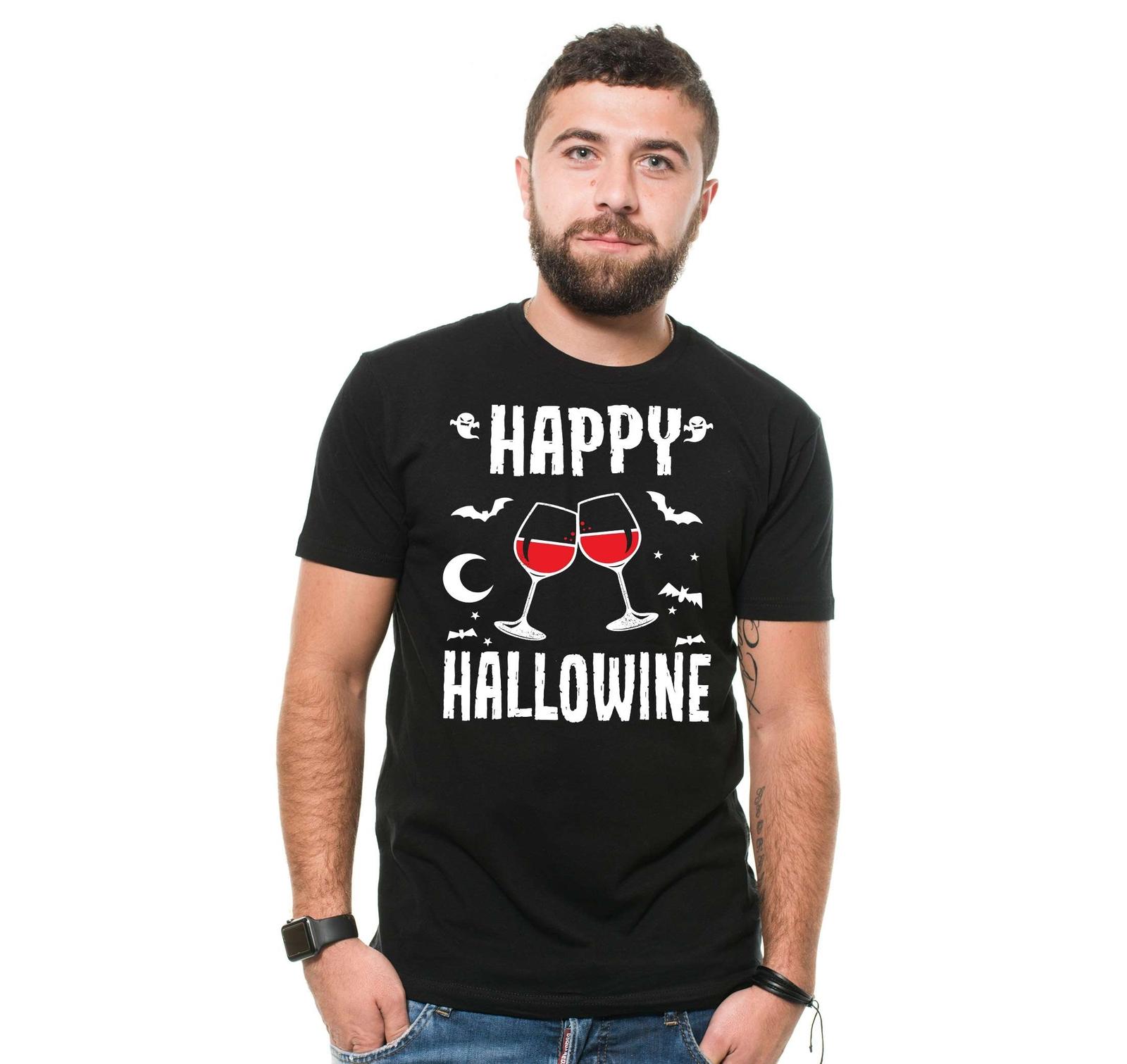 Happy Hallowine Shirt Halloween Wine Shirt Halloween Party Shirt Wine Lover Gift 2XL
