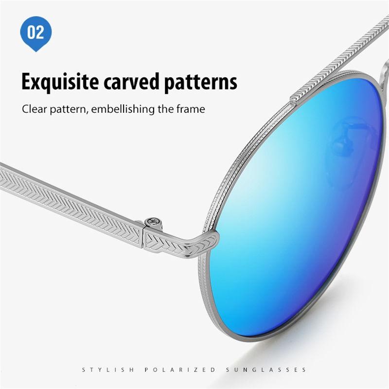 AORON Round Metal Frame Photochromic Polarized Sunglasses for Men Women Sports Fishing Anti Glare UV400 Glasses