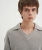 BLOND9 Open Collar V-Neck Knit_Gray