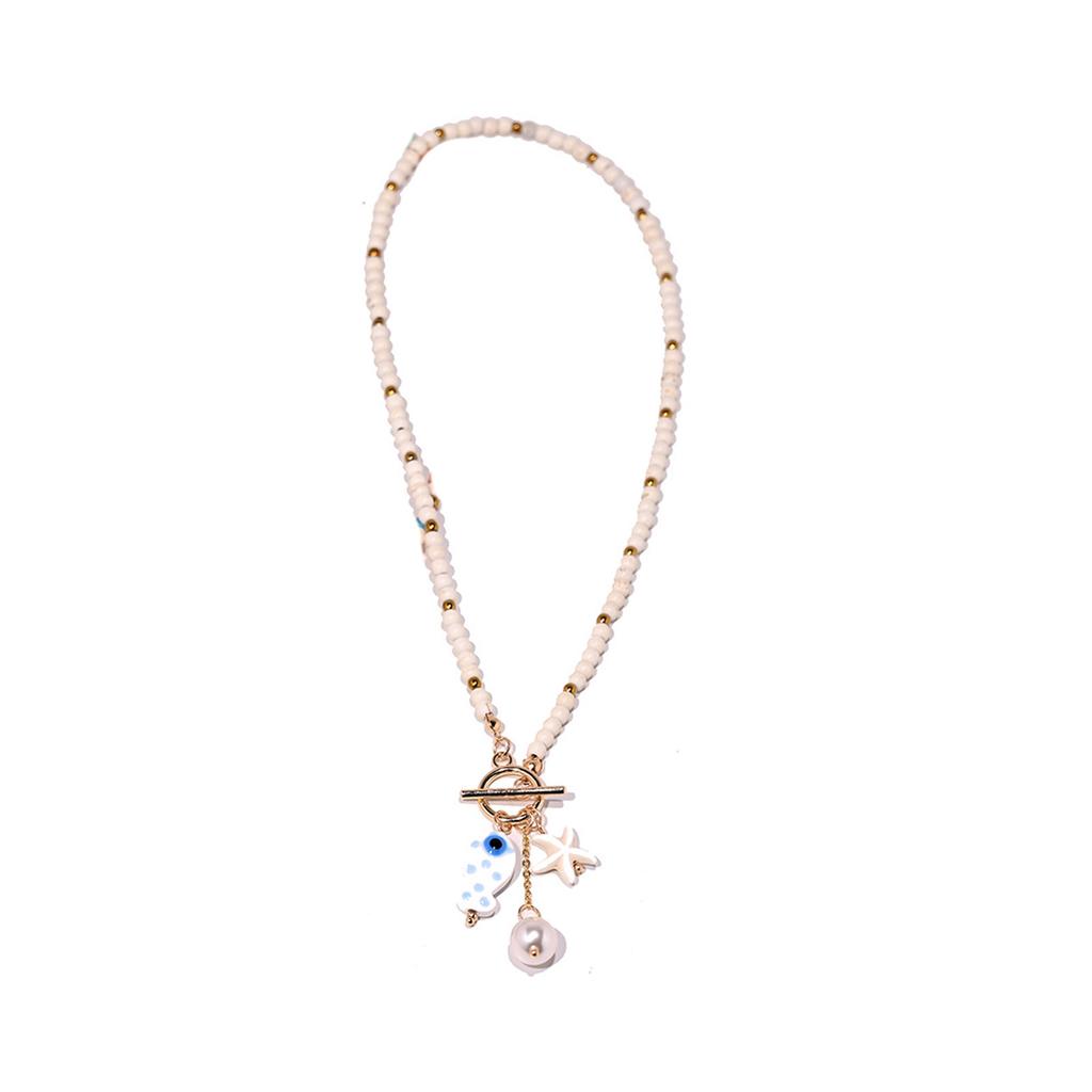 Colorful Oceanic Fish Charm Necklace Crafted From Durable Ceramic Beads And Hypoallergenic Materials