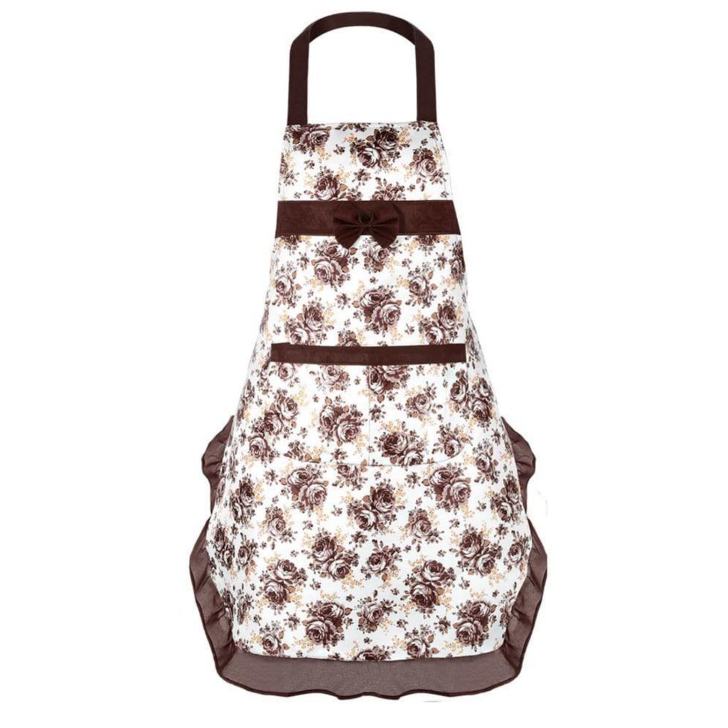 Kitchen Floral Dotted Plaid Apron For Women With Large Pockets,Cute Chef Cooking Apron For Everyday Cooking,Baking,BBQ And Gardening
