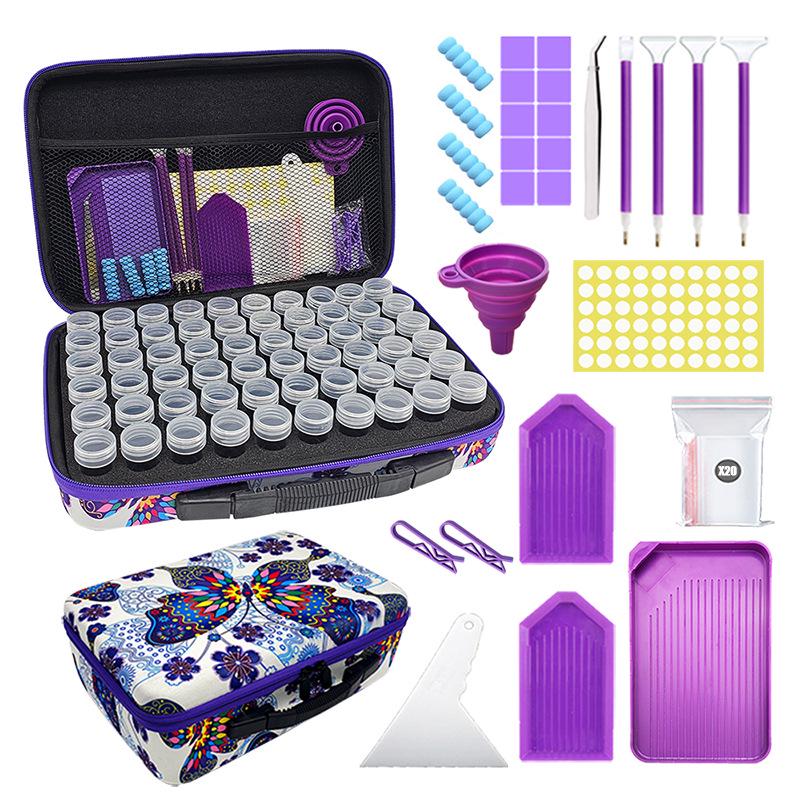 DIY Diamond Painting Kit: Funnel, Drill Pen, 60 Compartment Bottles, 30 Storage, Butterfly Bag