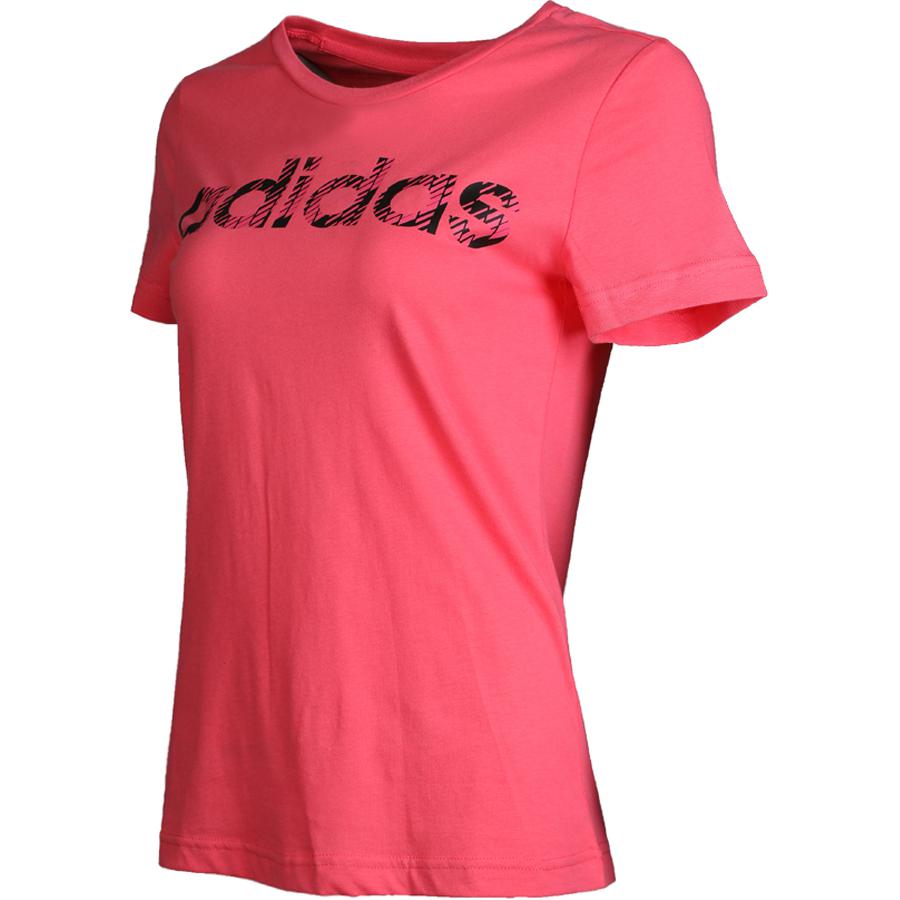 Adidas Solid Color Simple Print Letter Round Neck Straight Short Sleeve T-Shirt Women Tops Red CW3549