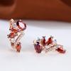 Vintage røde sirkonbladdråpe øredobber for kvinner Luksus rosegull øredobber Bryllupsfest smykker Valentinsdagsgave