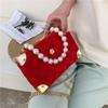 2025 New Women's Rhombus Chain Bag Pearl Portable Oblique Span Small Square Bag Korean Edition Embroidery Thread Box Bag