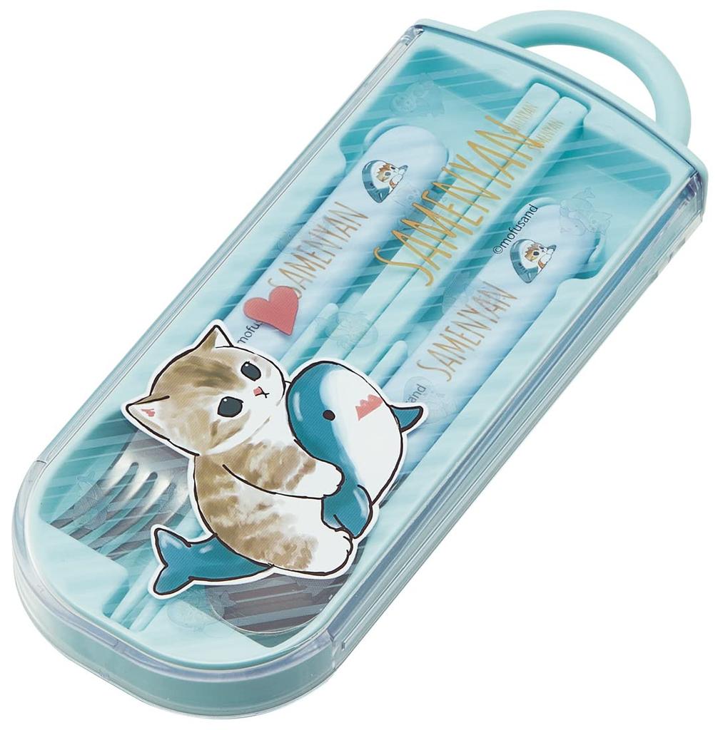 Skater Trio Set by Made In (Chopsticks, Spoon, Fork) Mofusand, Children's Set, Antibacterial, Japan, TACC2AG-A