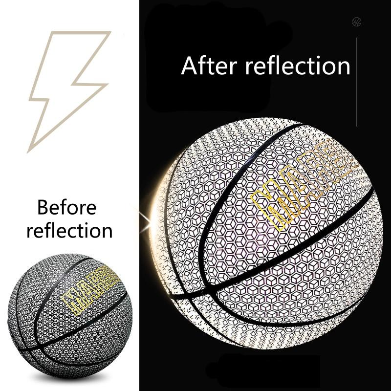 

Size 7 Reflective Basketball Wear-Resistant Durable Anti Slip PU Basketball For Indoor Outdoor Night Game Training Birthday Gift