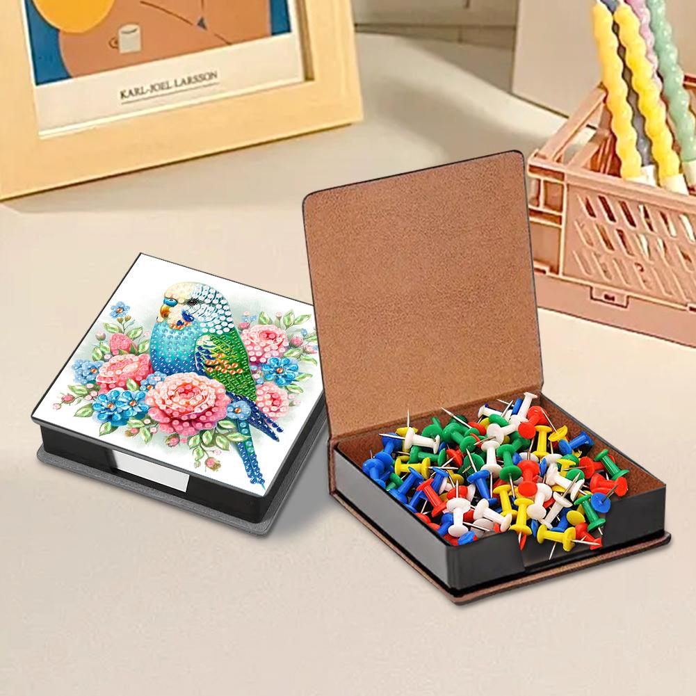 Animals Leather Gem Painting Memo Pad Holder Mosaic Kit Diamond Art Note Box with 160 Sheets of Paper for Adults Beginners