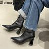 Fashion Pointed Toe Thick Heel Women Ankle Boots Street Style Banquet Party Dress Short Botas Autumn Winter Women'S Shoes