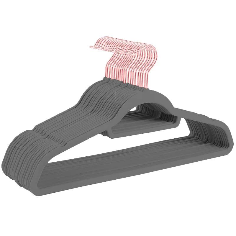 10PCS 45/42cm Flocking Hanger Non-slip Velvet Hanger Clothing Store Coat Without Trace Wardrobe Home Clothing Store Organization