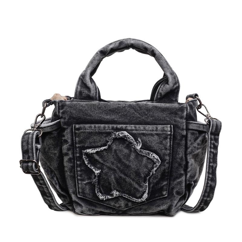 Spring and summer large-capacity versatile casual denim handbag for women2026New five-pointed star shoulder crossbody bag