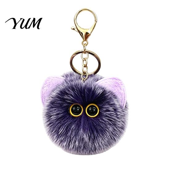 Decorative Plushie Pendant Plush Cat Ball Keychain, Fluffy Kitten Pompom Bag Charm, Keychain with Handbag Decoration Charm Metal Lobster Clasp,