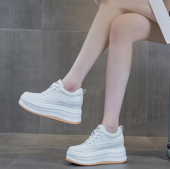 8cm Platform Sneakers for Women Chuny Sneakers Wedge Heel Comfortable Walking Shoeswhite Travel Casual Shoes Autumn