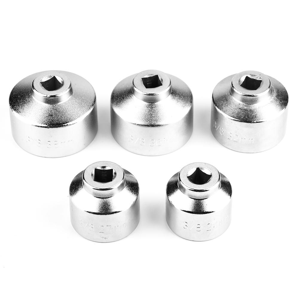 5 st oljefilterhylsa nyckelsats 24 mm 27 mm 32 mm 36 mm 38 mm