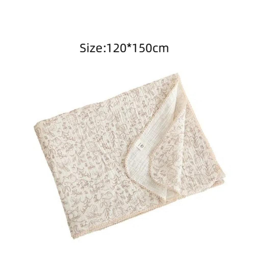 Soft Floral Muslin Baby Blanket Two Layers Cotton Baby Swaddle Wrap Lightweight Sleeping Blanket Summer