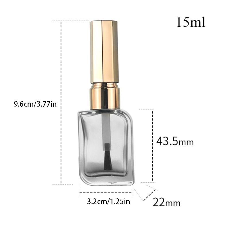 15Ml Nail Polish Bottle Empty With Lid Brush Cosmetic Containers Nail Glass Bottles With Brush Gold And Silver Lid