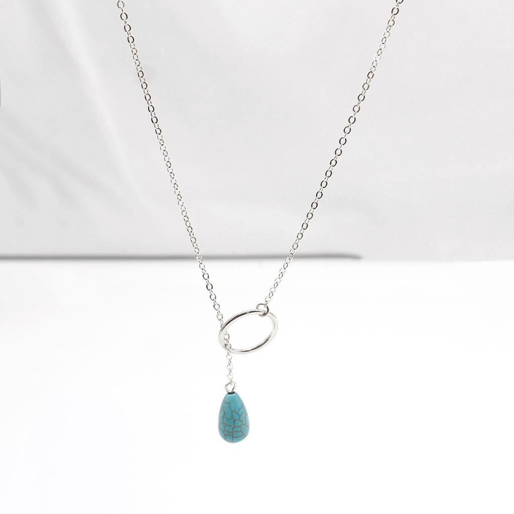 Europe, America, fashion turquoise circle necklace women wish simple handmade alloy necklace