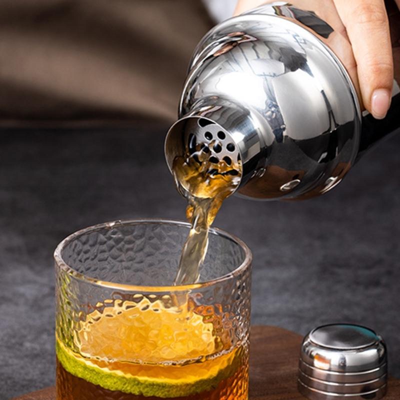 Bartenders Tool Set 750ml Steel Cocktail Shaker With Integrated Strainer Measuring Cup and Mixing Spoon Bar Accessories