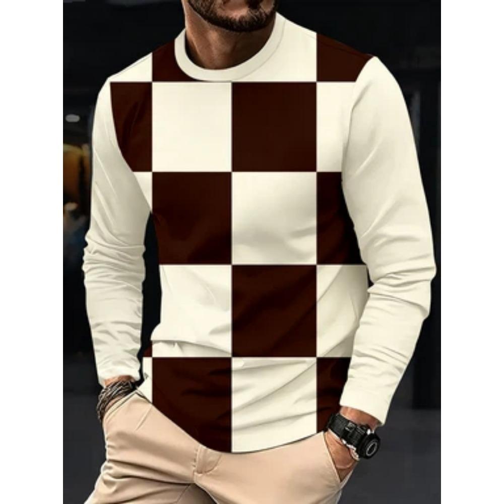 Herren Grafisches Langarm-T-Shirt Cool Bedruckt Rundhals Lässig Streetwear Oberteil