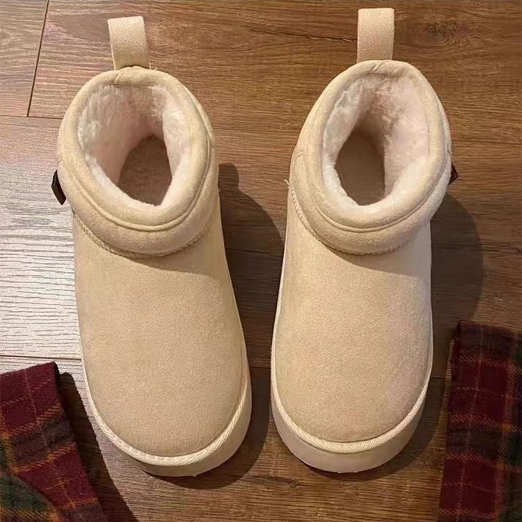 Fashion Versatile Non-slip Warm Thick-soled Snow Boots Women's 2025 New Autumn and Winter Velvet Thickened One-pedal Cotton Shoes