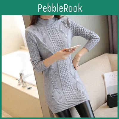Medium Woman Section And Long High Collar Sweater Winter Warm Knitting Sweaters Large Size Sweater