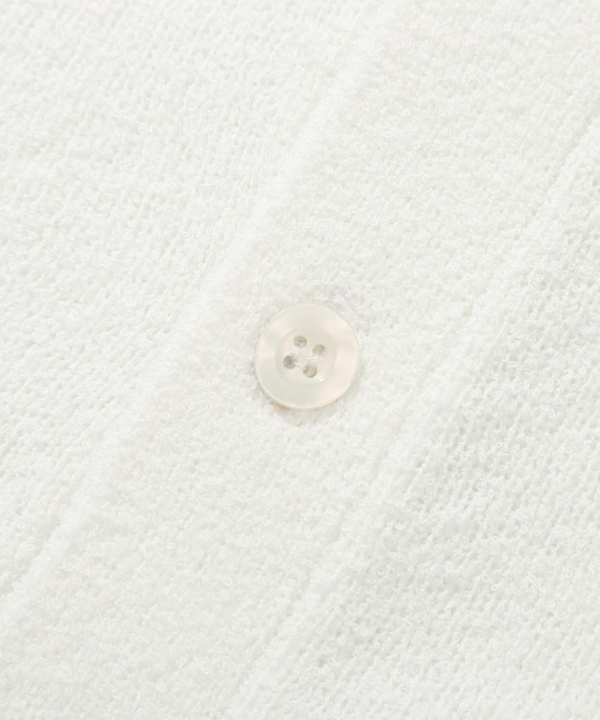 TRILLION Washable Boucle Collar Short Sleeve Knit (Cream White)