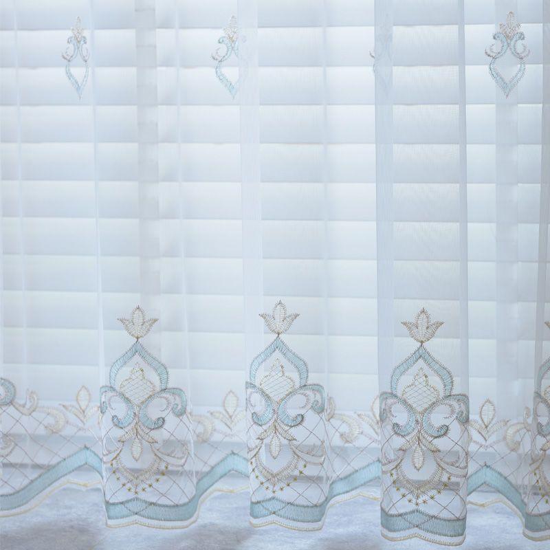 European Embroidered Gauze Curtain Curtain Mesh Finished White Yarn Door Curtain Bedroom Living Room Balcony