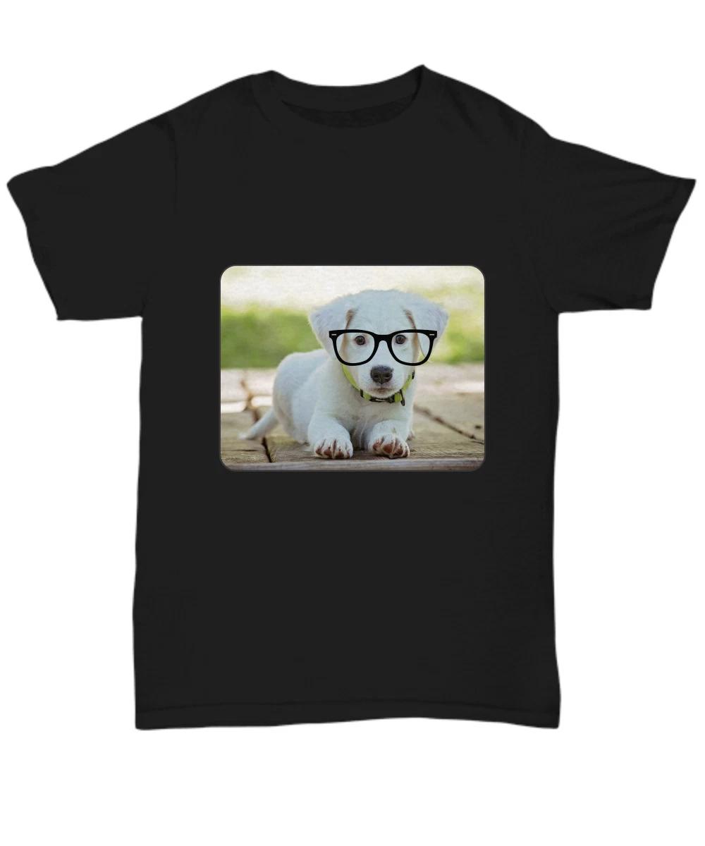 Cute Lab Puppy T-Shirt With Glasses - Gift For Men Women - Unisex Tee M