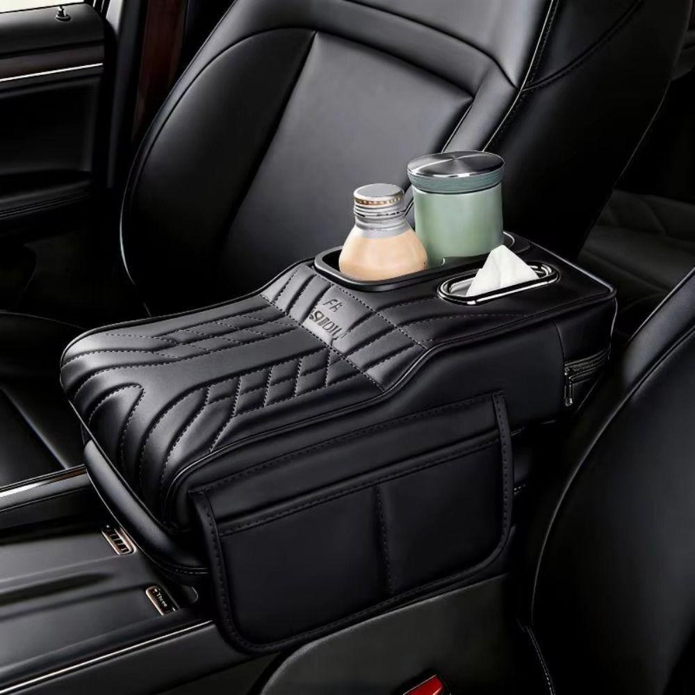 Height Increase Center Console Pad PU Leather Vehicle Armrest Cushion Auto Armrest Cover Mat SUV