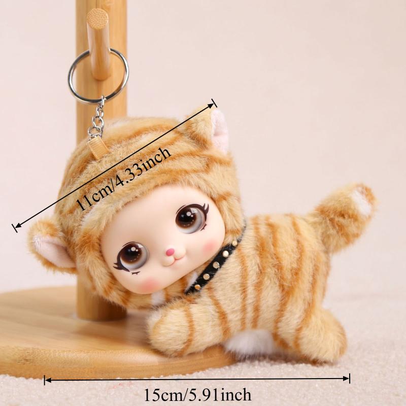 

Cute Vinyl Kitty Doll Plush Keychain Soft Kawaii Prone position Puppy Plushie Pendant Home Ornament Backpack Decor Couple Gifts