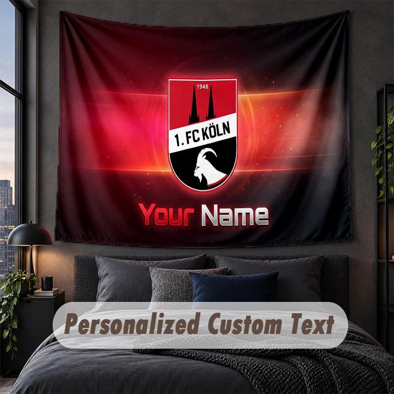 Custom Name Text Tapestry,FC Köln Decorative Wall Hanging, Background Tapestry For Home Bedroom