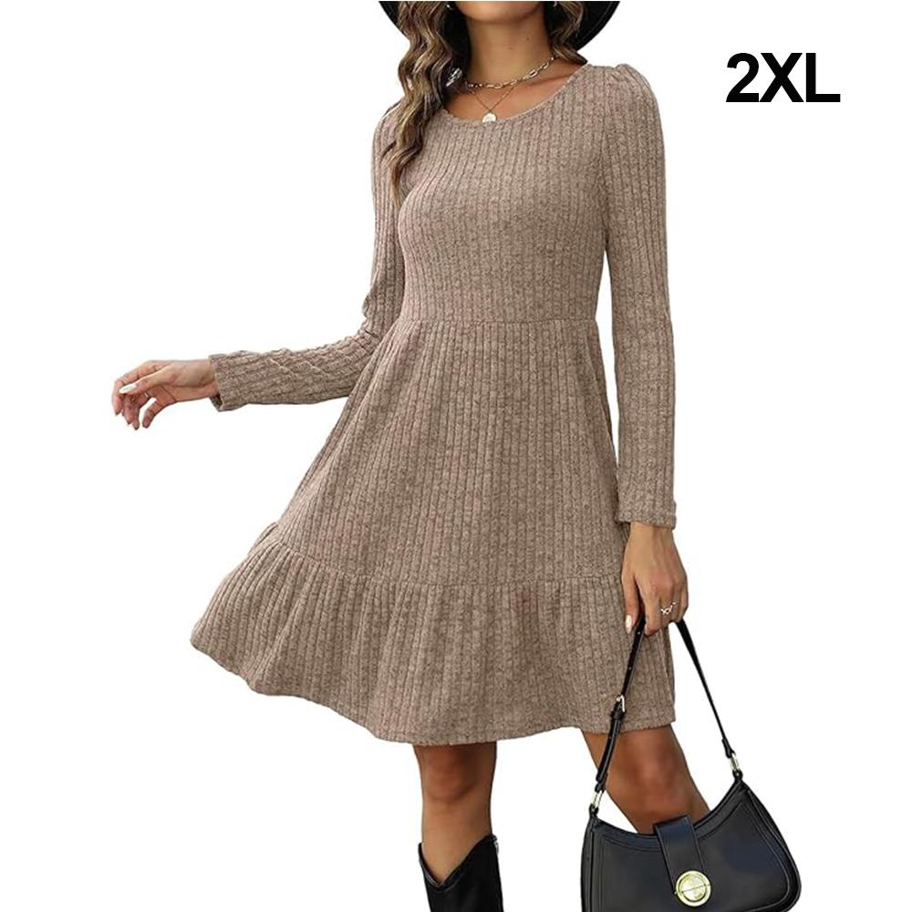 Rochie pulover cu mânecă lungă pentru femei Rochie casual în linie A, cu gât roșu, toamnă și iarnă