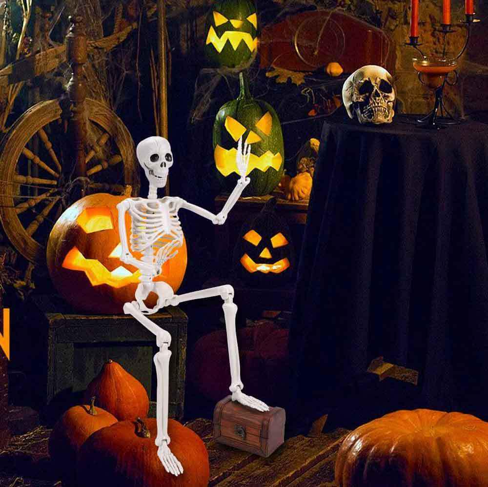 90cm Fully Articulated Luminous Skeleton Figure for Halloween Décor in Escape Rooms