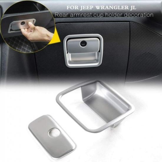 For Jeep Wrangler JL JT 2018+Silver Co-Pilot Storage Glove Box Handle Cover Trim