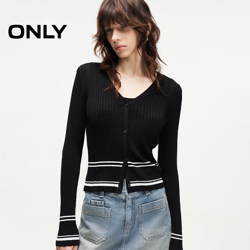 ONLY Women's 2025 Autumn Color-Block Striped Knit Sweater