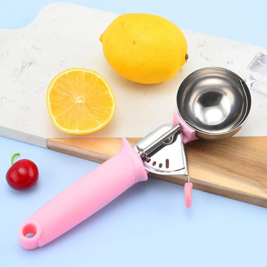 Ice Cream Scoop with Press Release, Stainless Steel Melon Baller, Non Stick Fruit Scoop for Watermelon, Kitchen Tool
