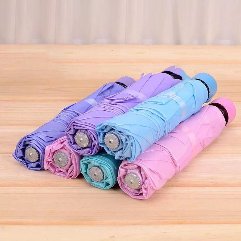 1 Stück einfarbiger Kapsel-Leicht-Sonnen-Regenschirm für Damen, UV-Schutz, Sonnenschirm, Taschen-Sonnenschutzschirm, tragbarer Paraguas