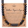 Collana da Uomo in Pietra Occhio di Tigre 8mm Pietra Vulcanica Occhio di Tigre Giallo Ematite Perline di Pietra Vulcanica Perline a Barilotto Collana Occhio di Tigre Giallo