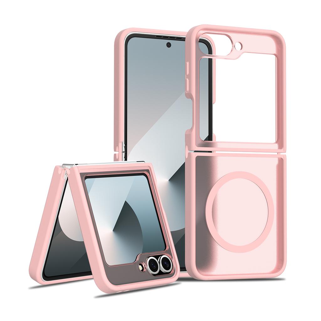 Skin Feel Shield Magnetic Case For Samsung Galaxy Z Flip 6 7 5G Magsafe Wireless Charging TPU Frame Hard Plastic Phone Cover