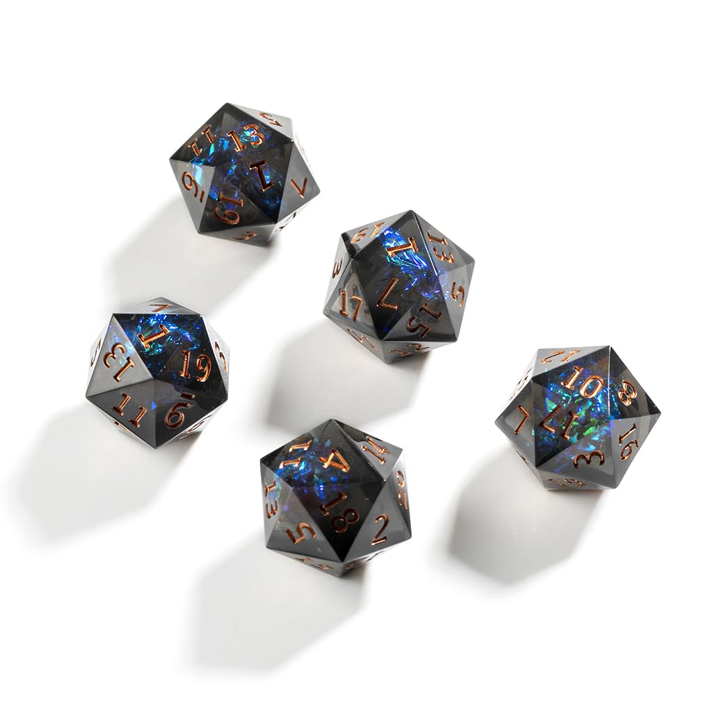 Yourandoll 5-Piece Polyhedral D20 Dice, 20-Sided Dice for Dungeons and Dragons, DND, TRPG, MTG, and Other Tabletop Games (Green and Black)