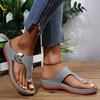 Large size slippers women's spring and summer new fashion slope heel flip-flops wear beach slippers women