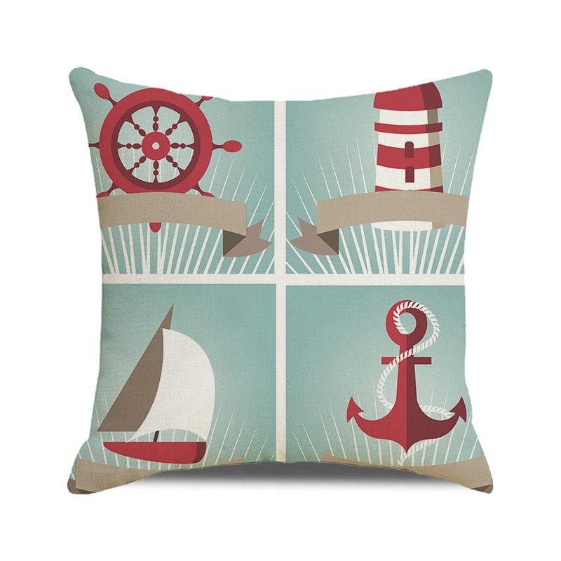 Watercolor Maritime-themed Logo Digital Printing Short Plush Pillow Covers for Car Sofa Office Cushion Cover Home Goods