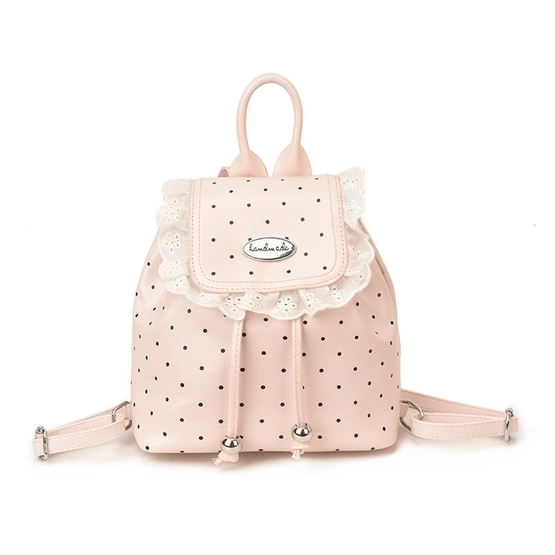 Schoolbag1011 spring new lace women's backpack sweet sister Korean polka dot casual retro foreign style small backpack