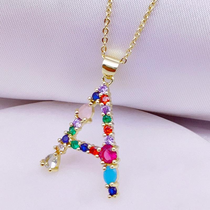 Catena Personalizzata per Clavicola Hip-hop: Collana con Ciondolo Alfabeto in Rame e Zircone