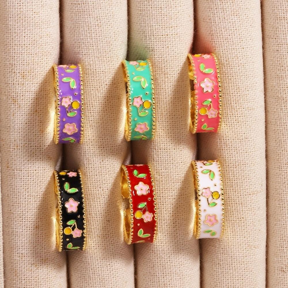 Vielseitiger Floraler Offener Ring Öl-Tropfen Vintage Schmuck Neuer Emaille Ring Geschenk