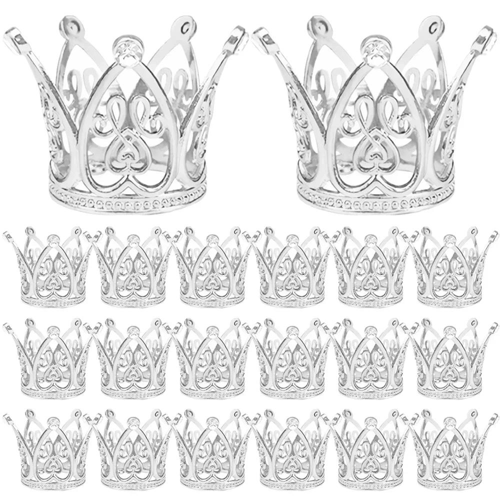 Mini Crown Cake Decoration Princess Topper Pearl Tiara Children Hair Ornaments for Wedding Birthday Party Cake Decoration 1PC