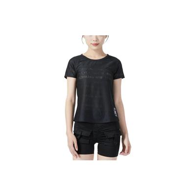 Letter Print Breathable Sports Casual Short Sleeve Raglan T-Shirt Women Tops Black 1382183-001
