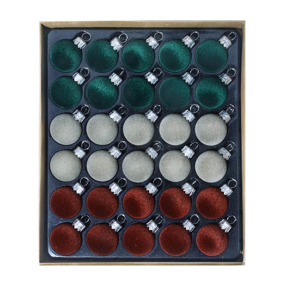 30pcs 3cm Flocked Christmas Ball Ornaments Set - New Arrival in Various Colors for Scene Decoration