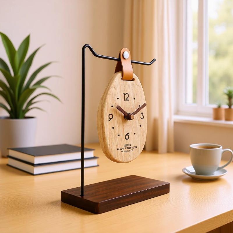 Solid Wood Table Clocks Entrance Entrance Creative Desktop Watch Living Room Desk Clock Ornament Bedroom Decoration Ornament